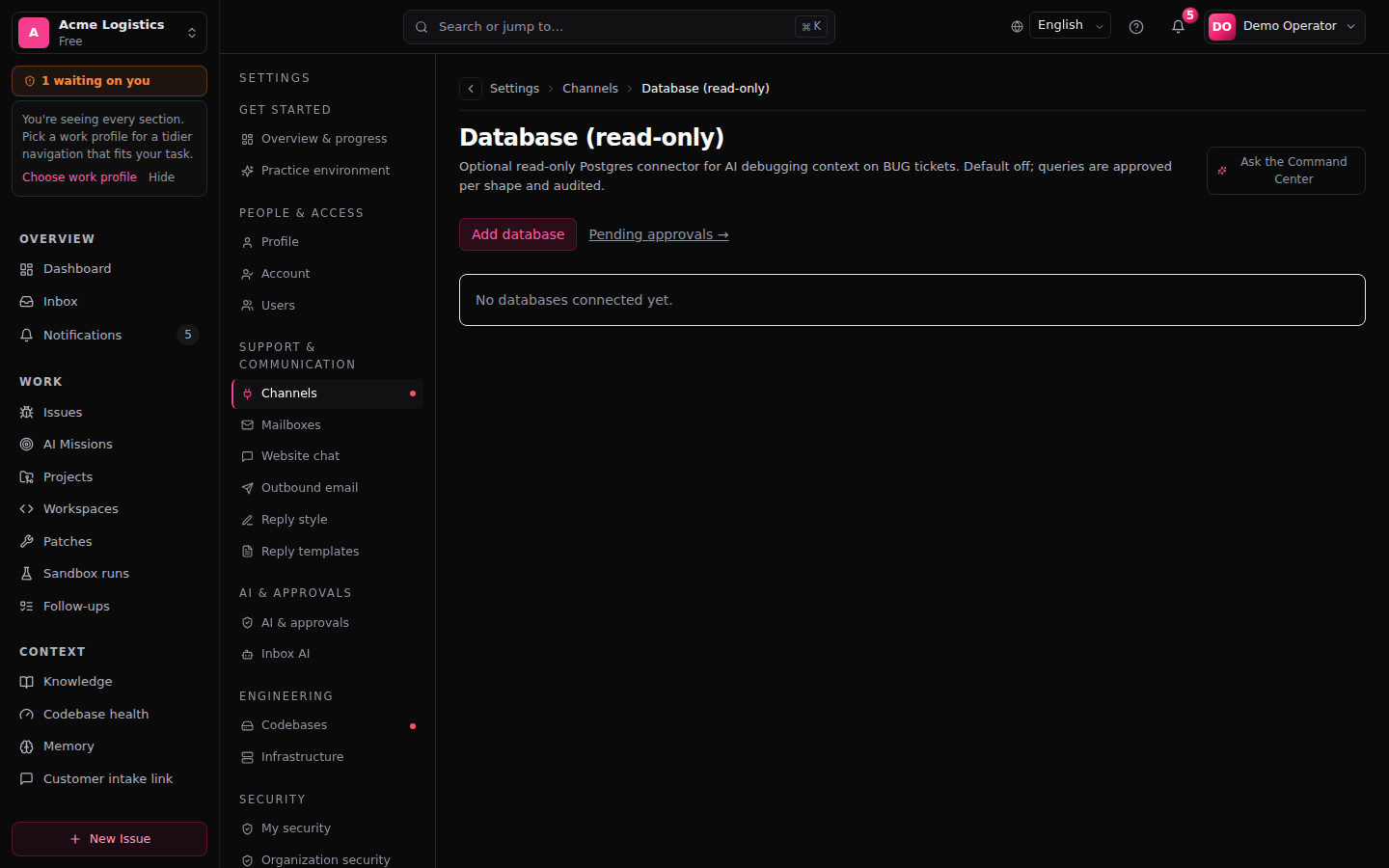 Database-connector — connectie-instellingen
